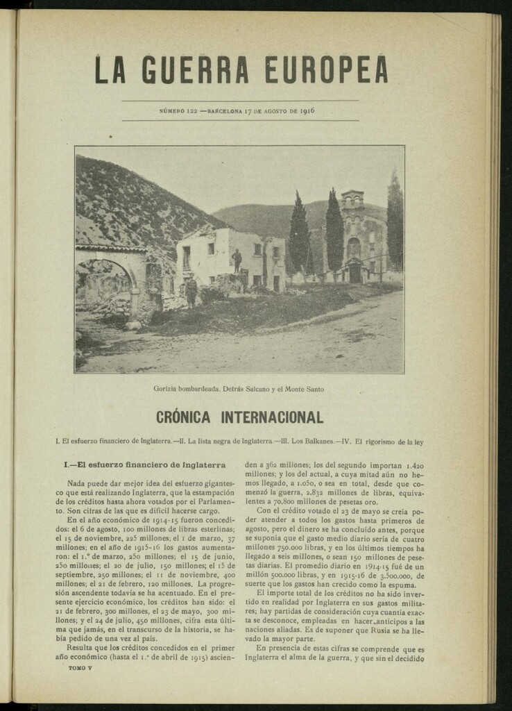 Miniatura de La Guerra Europea del 17 de agosto de 1916, nº 122