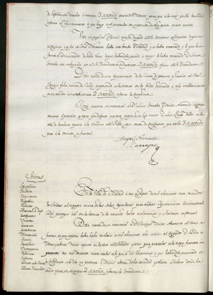 Miniatura de Libro de Acuerdos del Ayuntamiento de Madrid del 3 de Agosto de 1813
