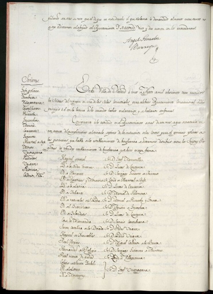 Miniatura de Libro de Acuerdos del Ayuntamiento de Madrid del 5 de Agosto de 1813