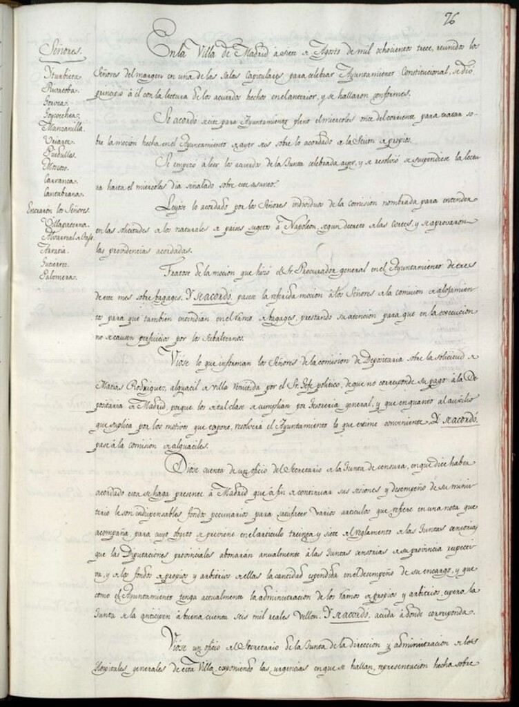 Miniatura de Libro de Acuerdos del Ayuntamiento de Madrid del 7 de Agosto de 1813
