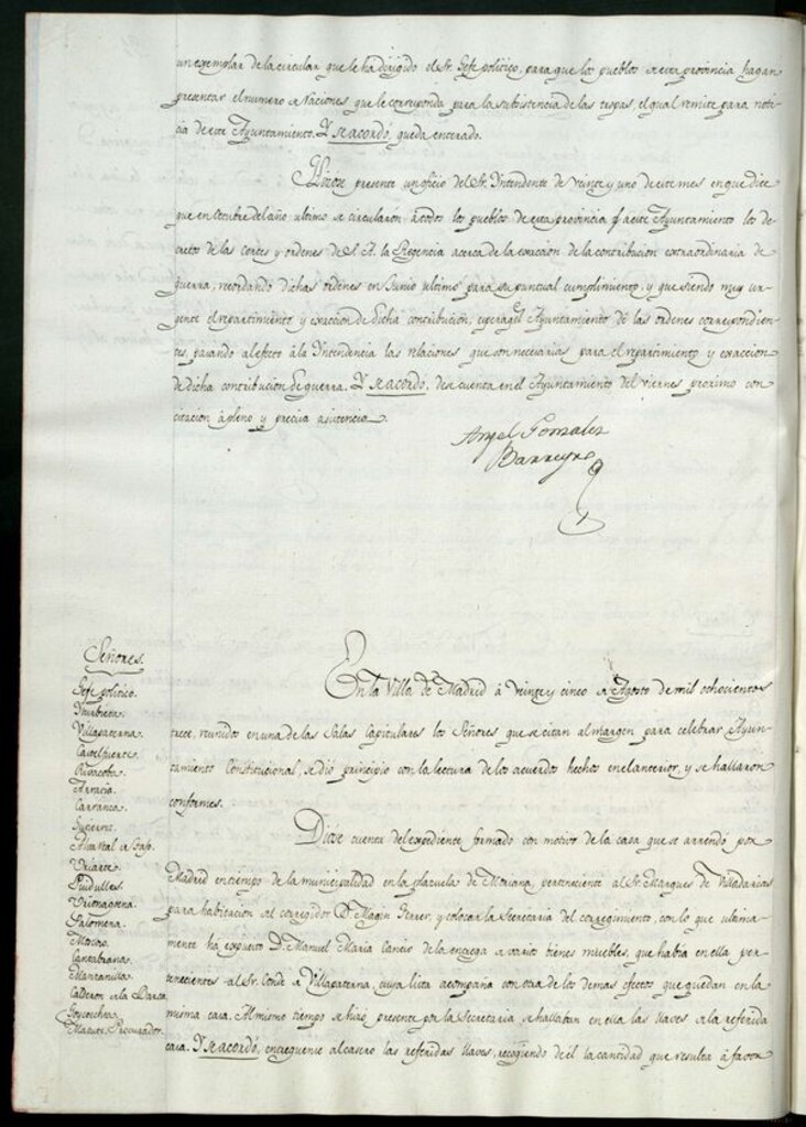 Miniatura de Libro de Acuerdos del Ayuntamiento de Madrid del 25 de Agosto de 1813