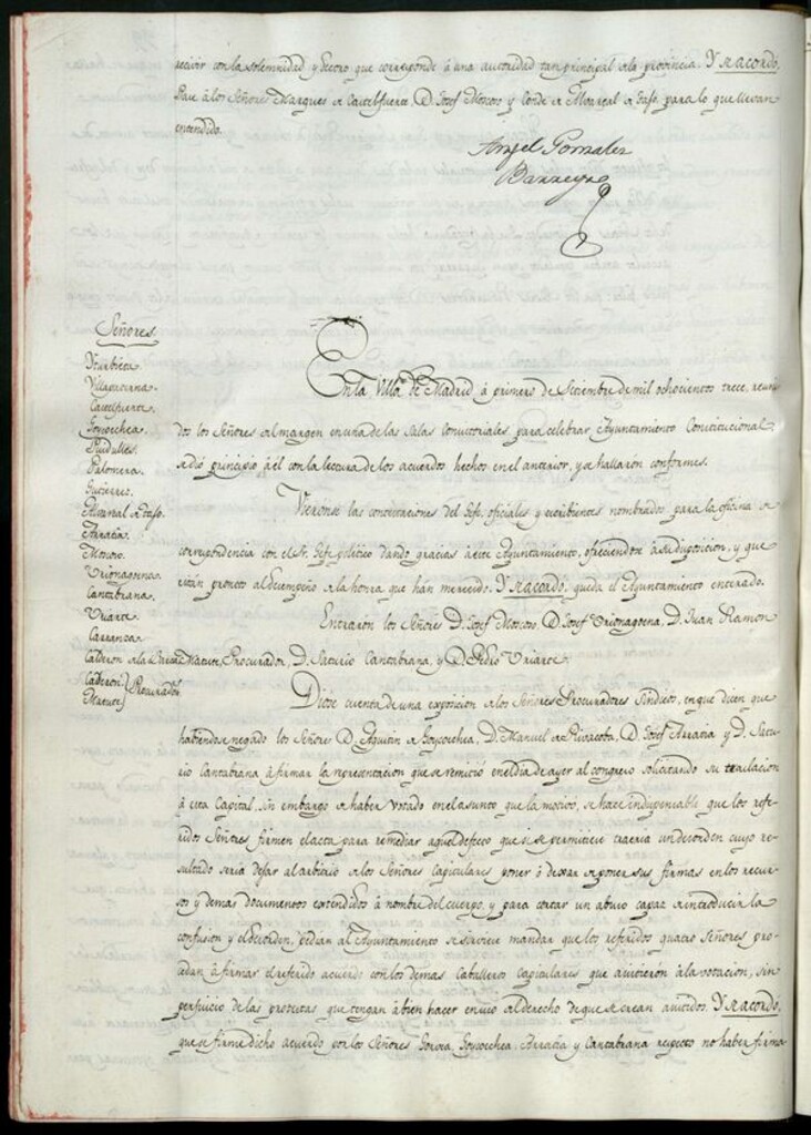 Miniatura de Libro de Acuerdos del Ayuntamiento de Madrid del 1 de Septiembre de 1813