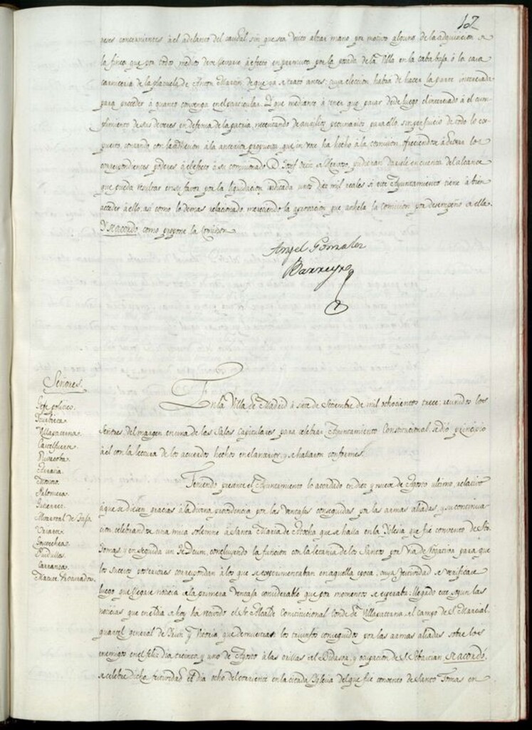 Miniatura de Libro de Acuerdos del Ayuntamiento de Madrid del 7 de Septiembre de 1813