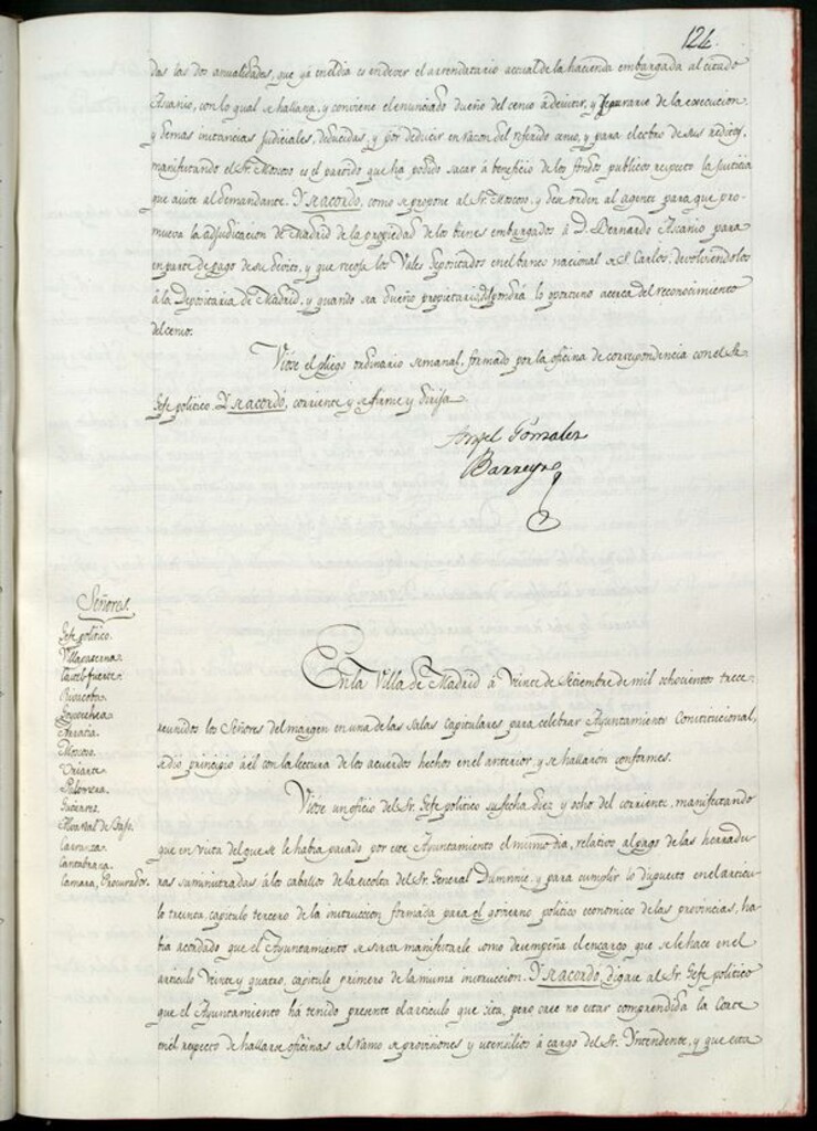 Miniatura de Libro de Acuerdos del Ayuntamiento de Madrid del 20 de septiembre de 1813