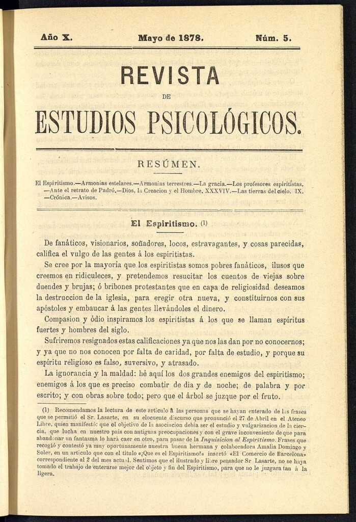 Miniatura de Revista de Estudios Psicológicos de mayo de 1878, nº 5