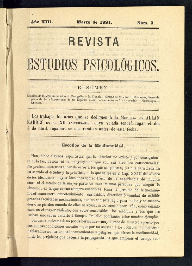 Miniatura de Revista de Estudios Psicológicos de marzo de 1881, nº 3