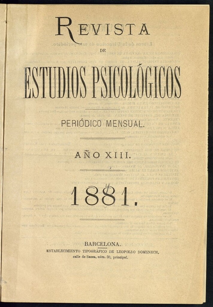 Miniatura de Revista de Estudios Psicológicos de mayo de 1881, nº 5