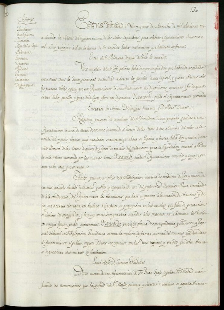 Miniatura de Libro de Acuerdos del Ayuntamiento de Madrid del 25 de septiembre de 1813