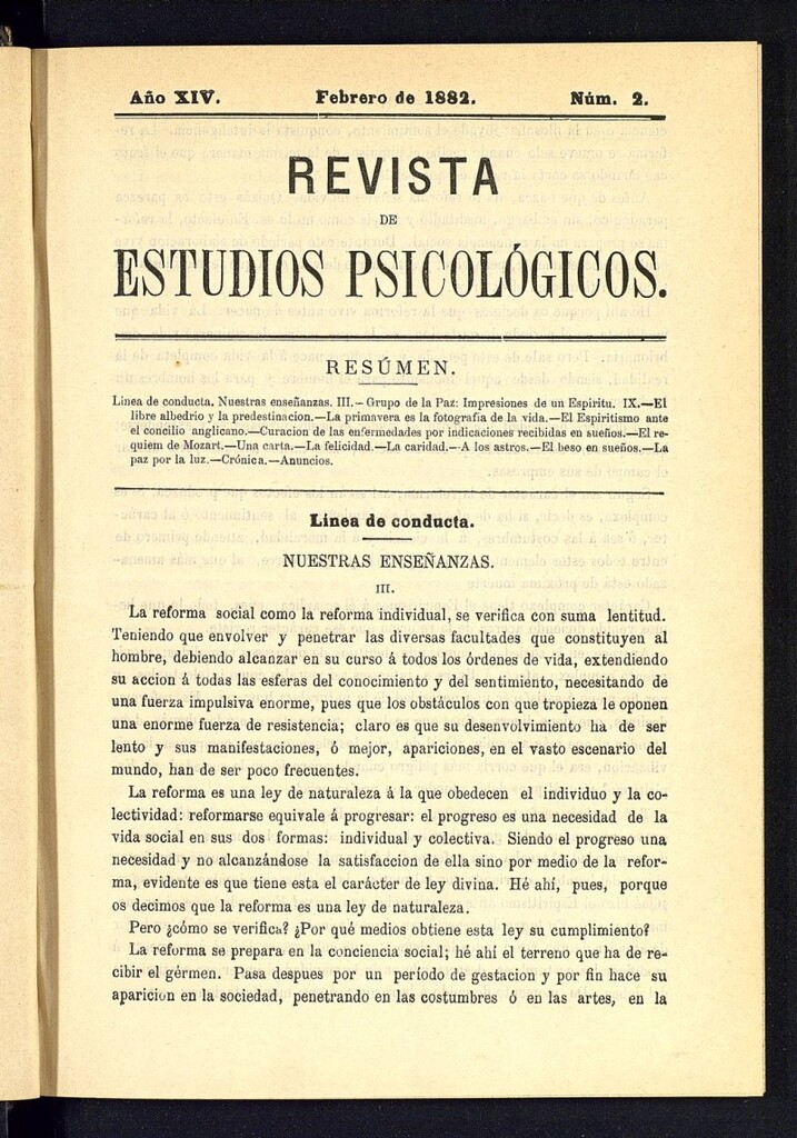Miniatura de Revista de Estudios Psicológicos de febrero de 1882, nº 2