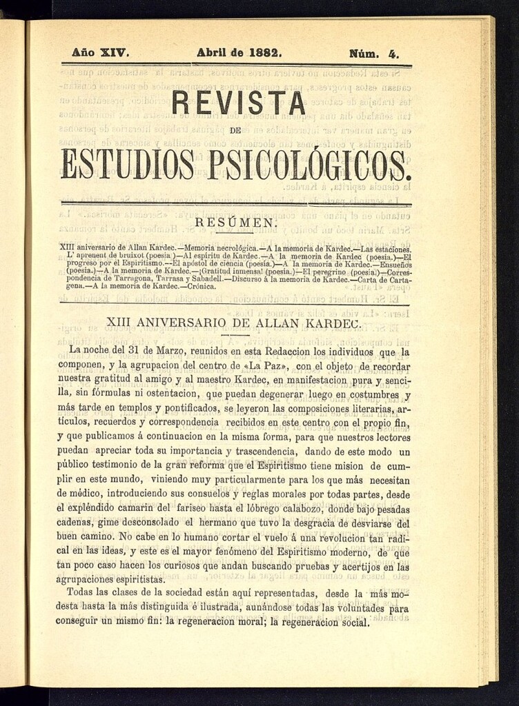 Miniatura de Revista de Estudios Psicológicos de abril de 1882, nº 4