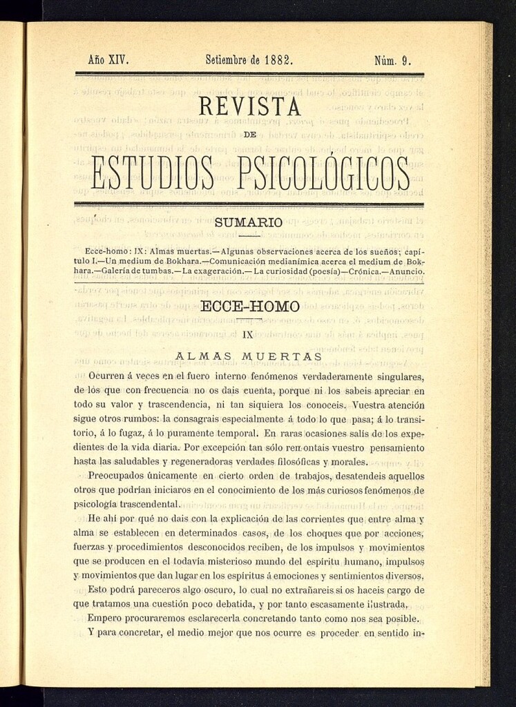 Miniatura de Revista de Estudios Psicológicos de septiembre de 1882, nº 9