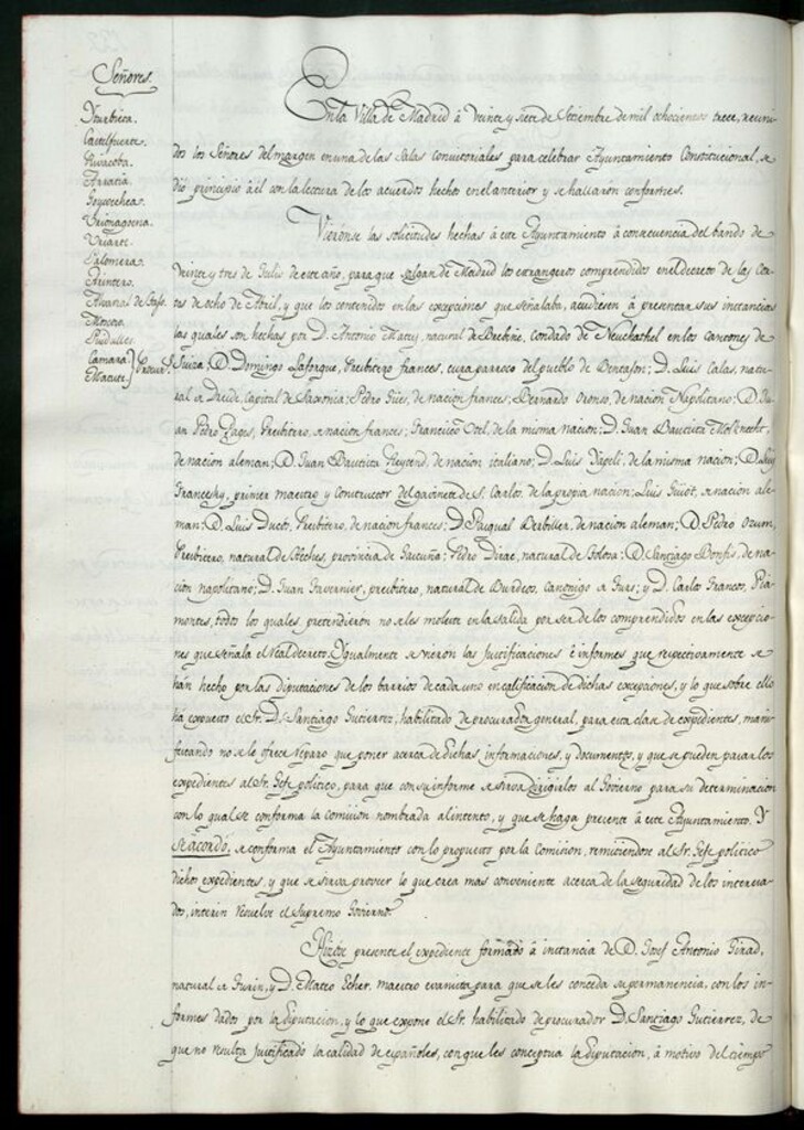 Miniatura de Libro de Acuerdos del Ayuntamiento de Madrid del 27 de septiembre de 1813