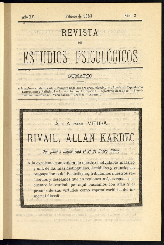 Miniatura de Revista de Estudios Psicológicos de febrero de 1883, nº 2