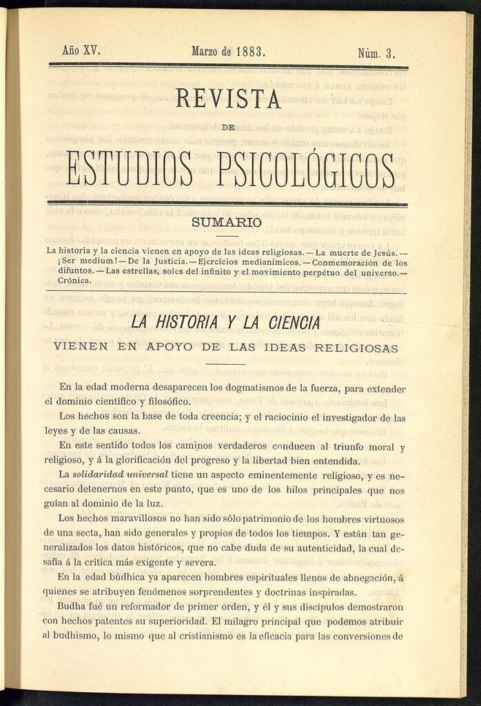 Miniatura de Revista de Estudios Psicológicos de marzo de 1883, nº 3