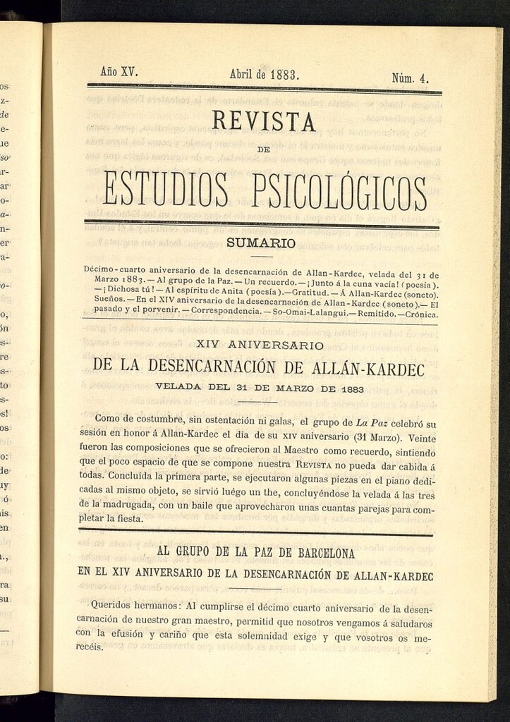Miniatura de Revista de Estudios Psicológicos de abril de 1883, nº 4
