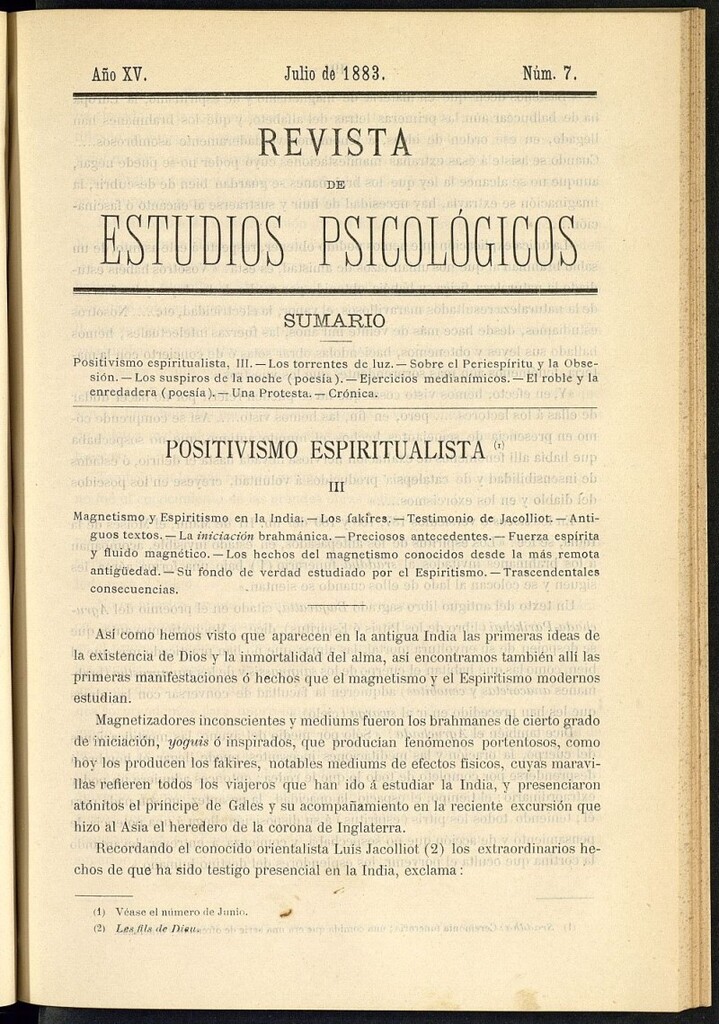 Miniatura de Revista de Estudios Psicológicos de julio de 1883, nº 7