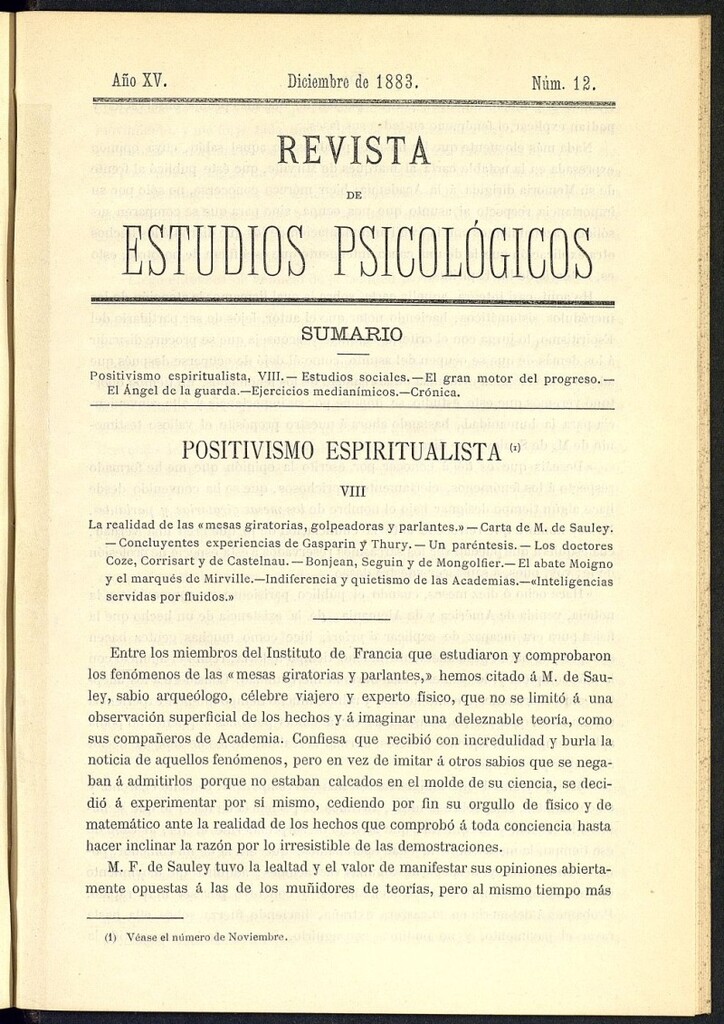 Miniatura de Revista de Estudios Psicológicos de diciembre de 1883, nº 12