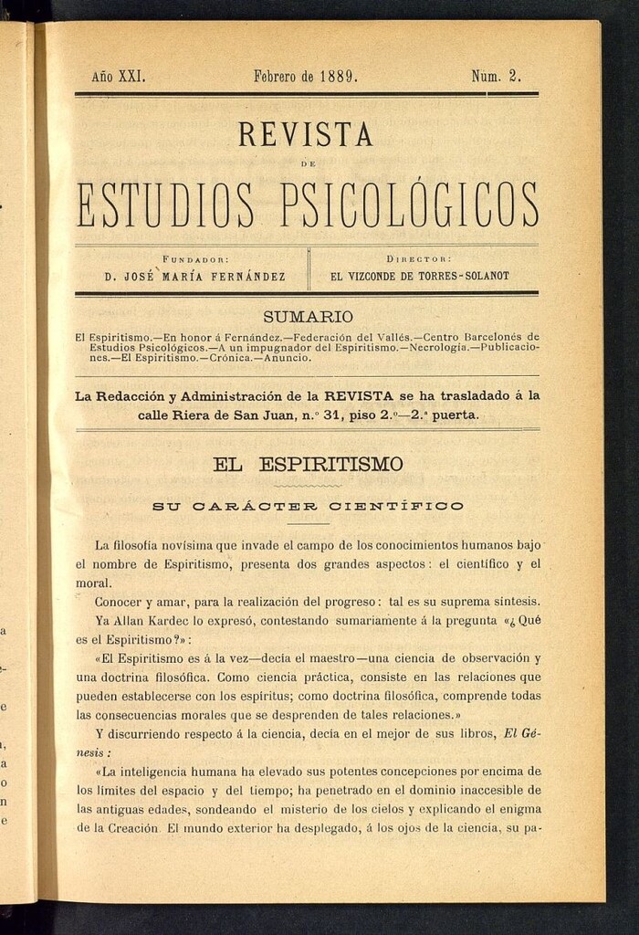 Miniatura de Revista de Estudios Psicológicos de febrero de 1889, nº 2