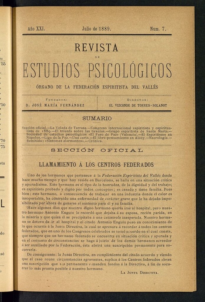 Miniatura de Revista de Estudios Psicológicos de julio de 1889, nº 7
