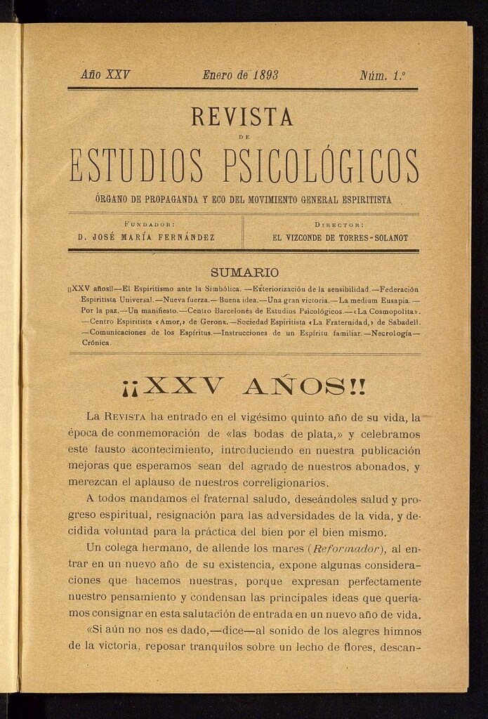 Miniatura de Revista de Estudios Psicológicos de enero de 1893, nº 1