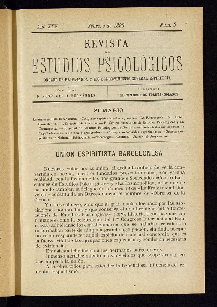 Miniatura de Revista de Estudios Psicológicos de febrero de 1893, nº 2