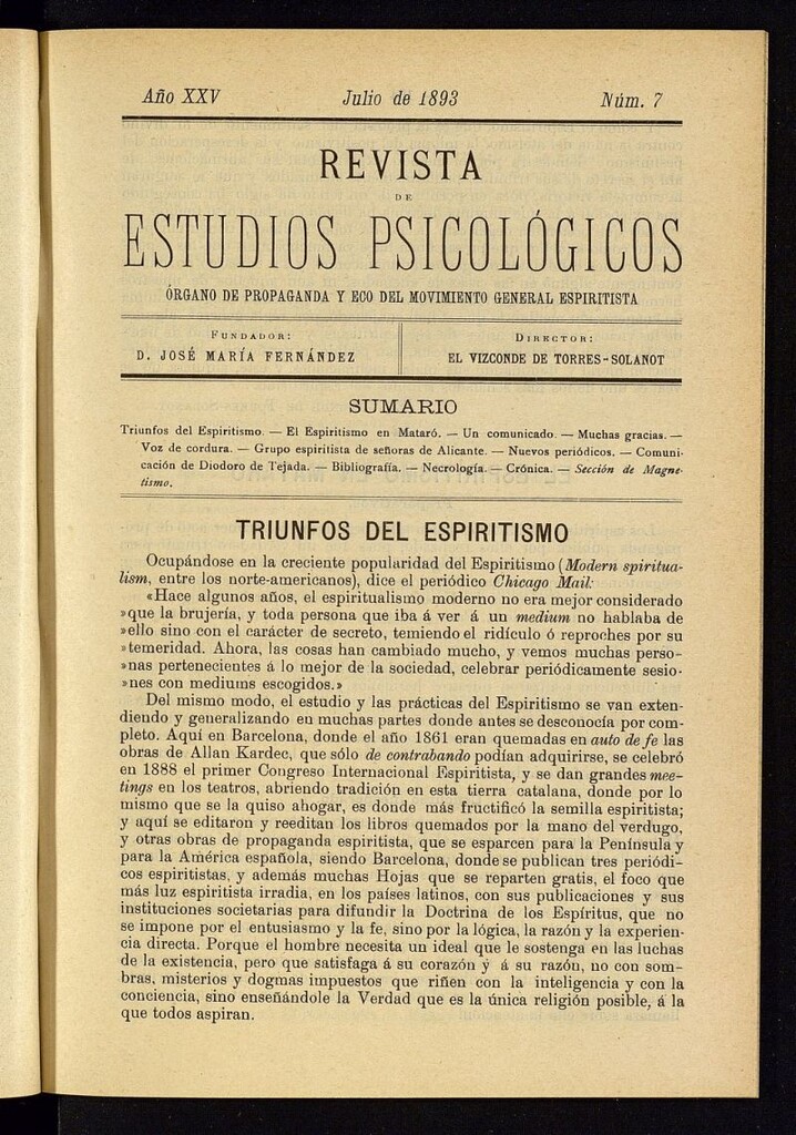 Miniatura de Revista de Estudios Psicológicos de julio de 1893, nº 7