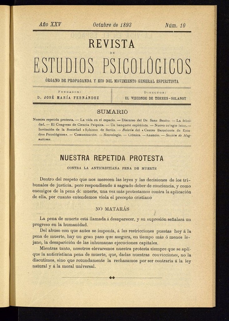 Miniatura de Revista de Estudios Psicológicos de octubre de 1893, nº 10