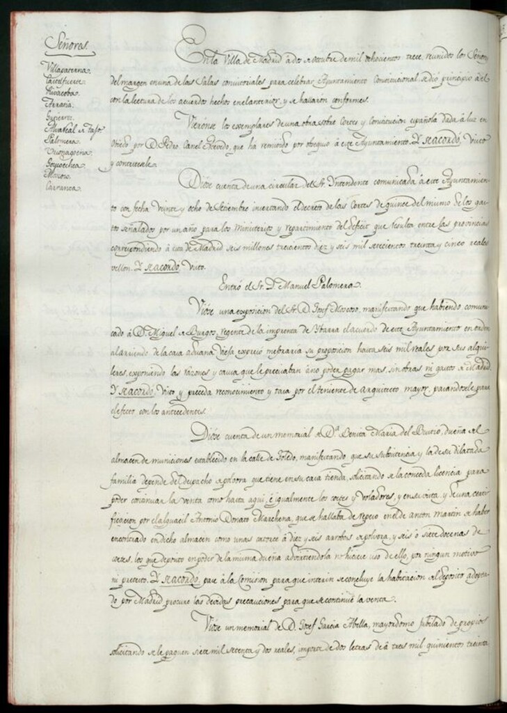 Miniatura de Libro de Acuerdos del Ayuntamiento de Madrid del 2 de octubre de 1813