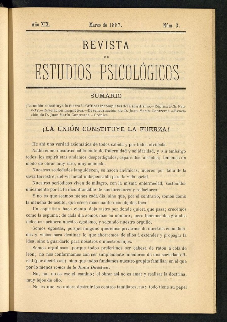 Miniatura de Revista de Estudios Psicológicos de marzo de 1887, nº 3