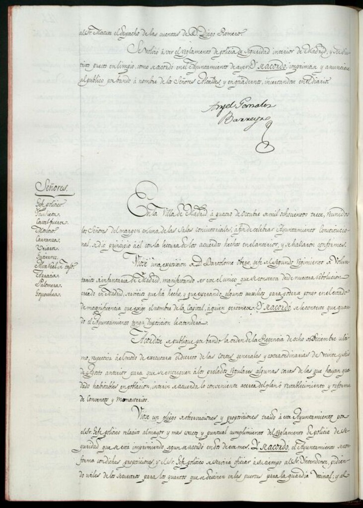 Miniatura de Libro de Acuerdos del Ayuntamiento de Madrid del 4 de octubre de 1813