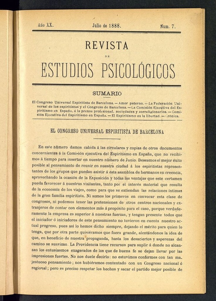 Miniatura de Revista de Estudios Psicológicos de julio de 1888, nº 7