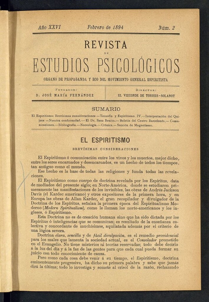 Miniatura de Revista de Estudios Psicológicos de febrero de 1894, nº 2