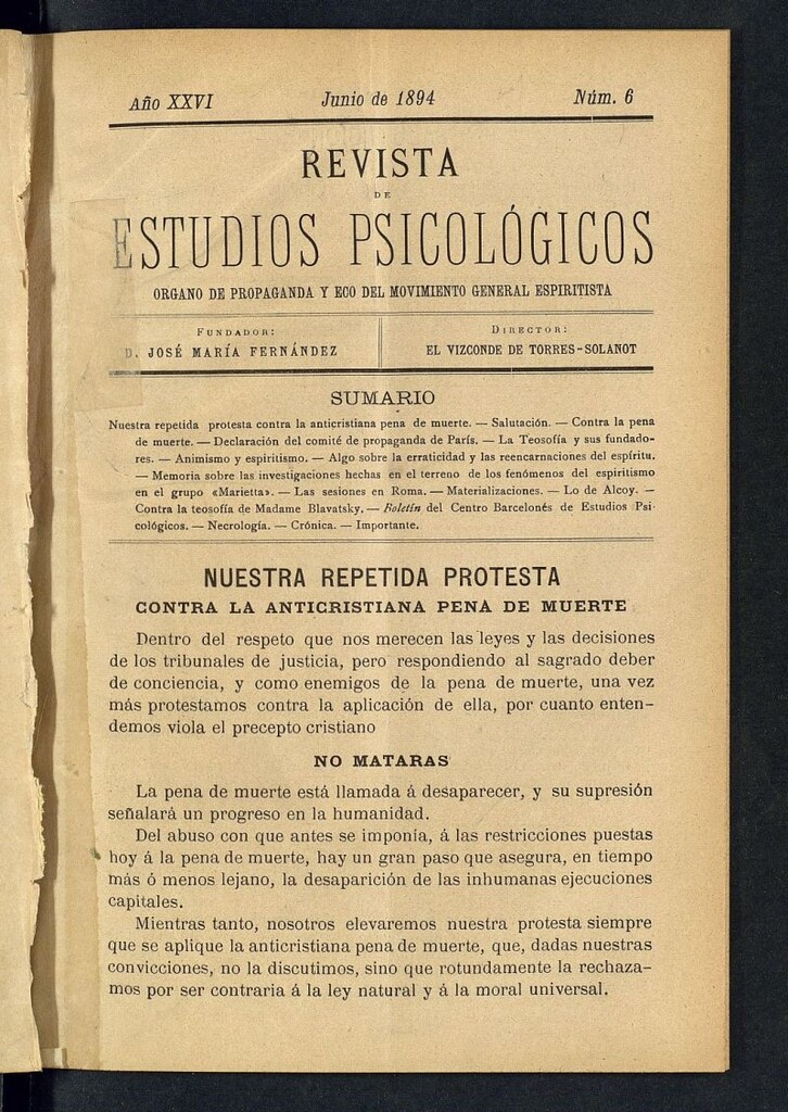Miniatura de Revista de Estudios Psicológicos de junio de 1894, nº 6
