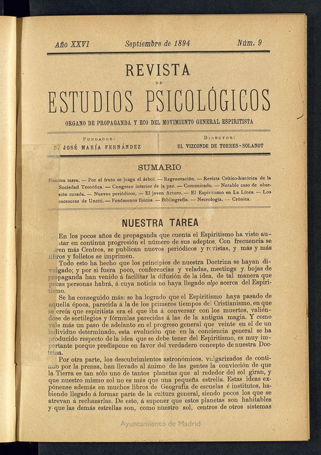 Miniatura de Revista de Estudios Psicológicos de septiembre de 1894, nº 9