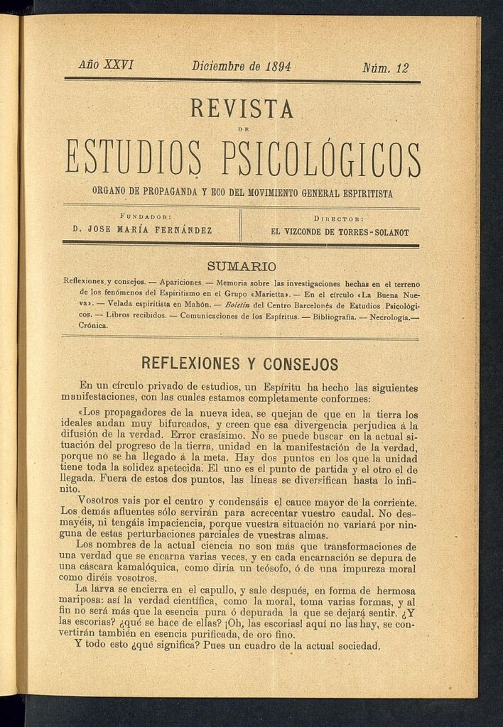 Miniatura de Revista de Estudios Psicológicos de diciembre de 1894, nº 12