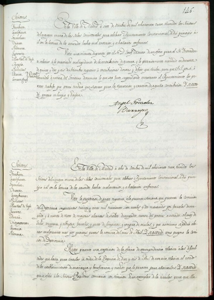 Miniatura de Libro de Acuerdos del Ayuntamiento de Madrid del 7 de octubre de 1813