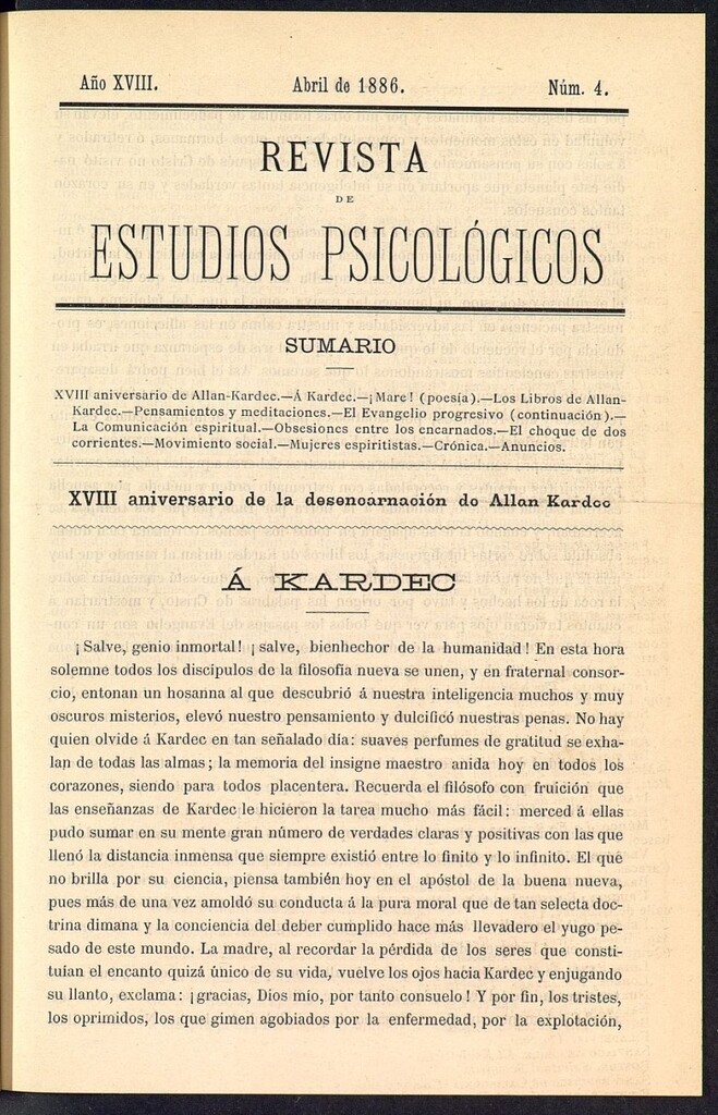 Miniatura de Revista de Estudios Psicológicos de abril de 1886, nº 4
