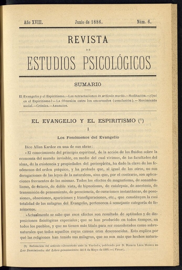 Miniatura de Revista de Estudios Psicológicos de junio de 1886, nº 6