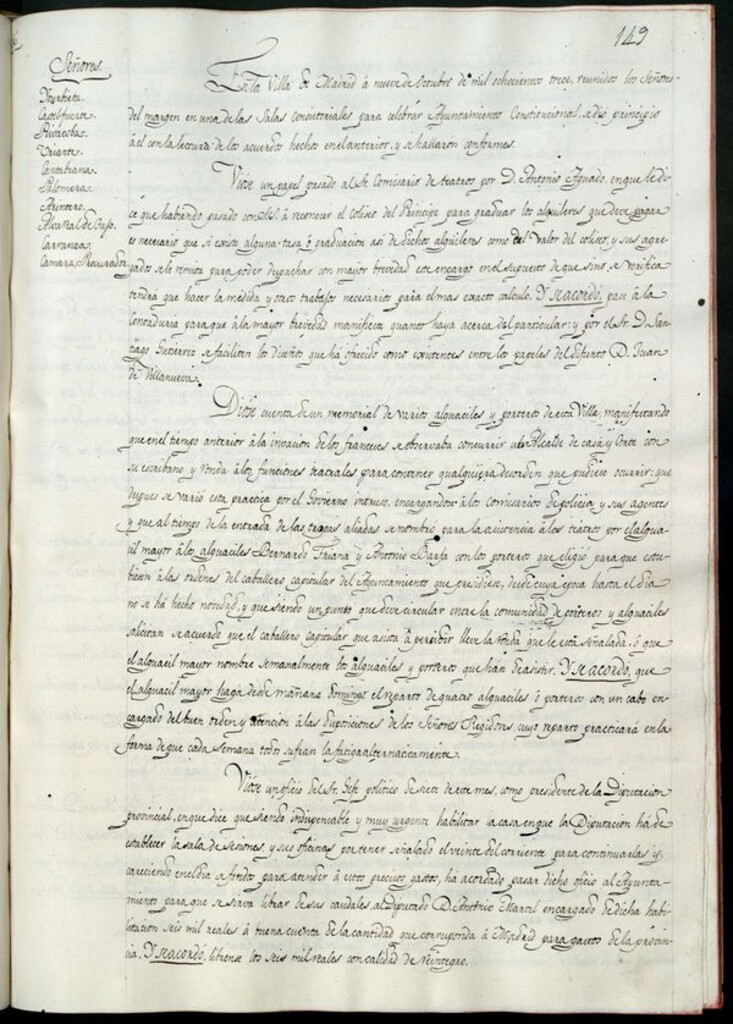 Miniatura de Libro de Acuerdos del Ayuntamiento de Madrid del 9 de octubre de 1813