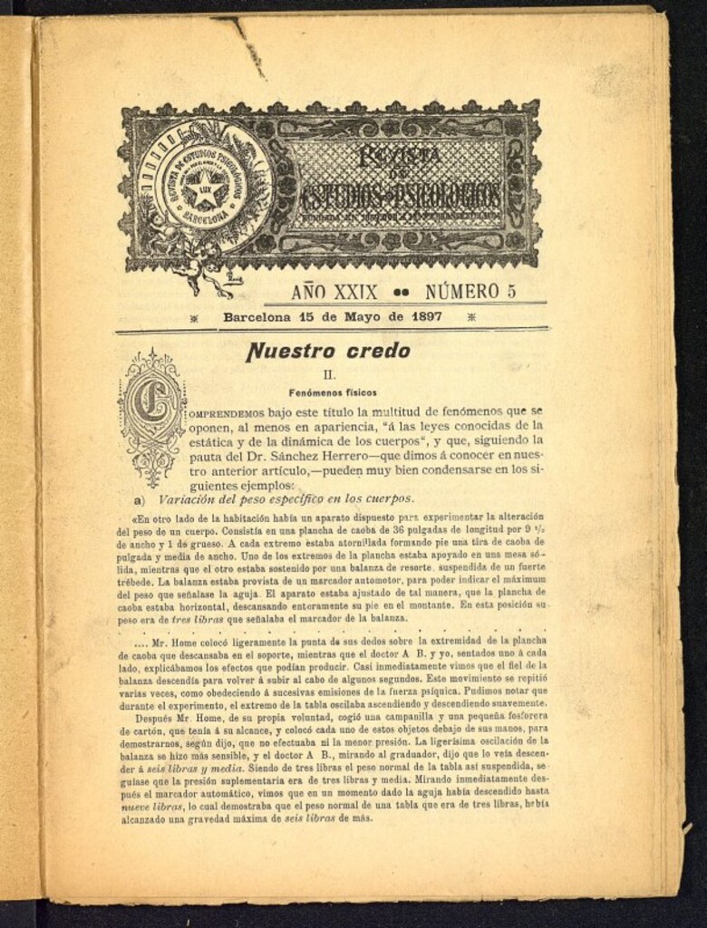 Miniatura de Revista de Estudios Psicológicos de 15 de mayo de 1897, nº 5