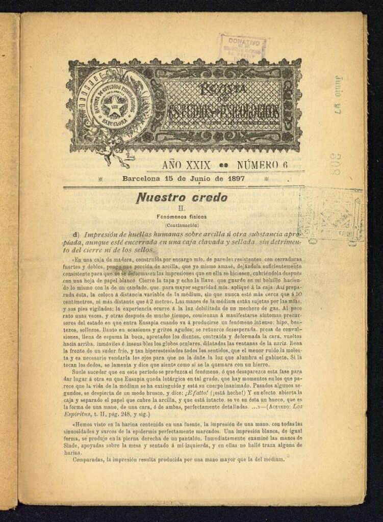 Miniatura de Revista de Estudios Psicológicos de 15 de junio de 1897, nº 6