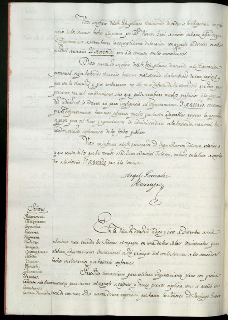 Miniatura de Libro de Acuerdos del Ayuntamiento de Madrid del 17 de diciembre de 1813