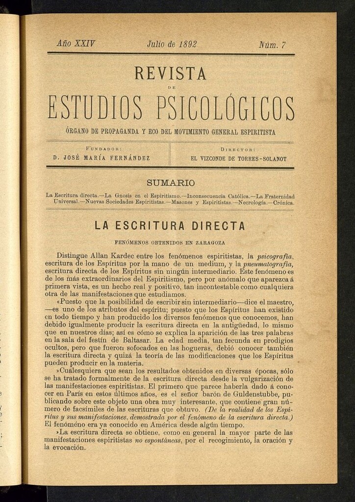 Miniatura de Revista de Estudios Psicológicos : periódico mensual de julio de 1892, nº 7