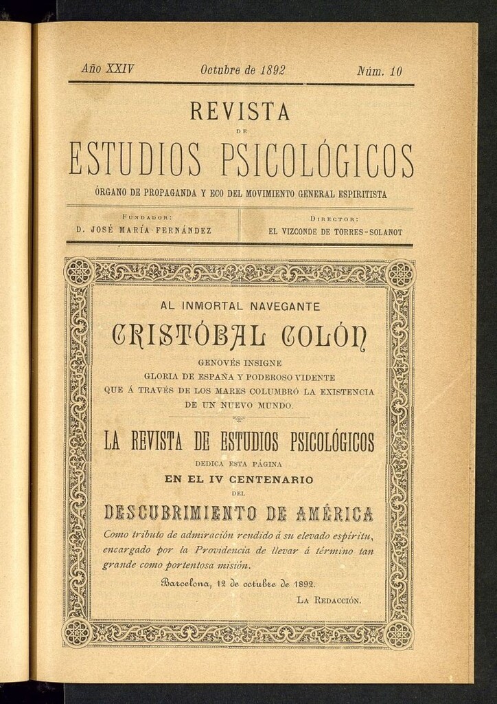 Miniatura de Revista de Estudios Psicológicos : periódico mensual de octubre de 1892, nº 10