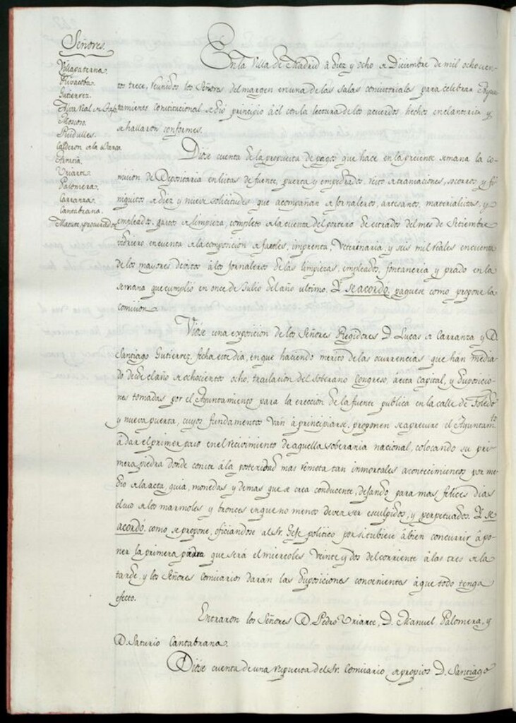 Miniatura de Libro de Acuerdos del Ayuntamiento de Madrid del 18 de diciembre de 1813