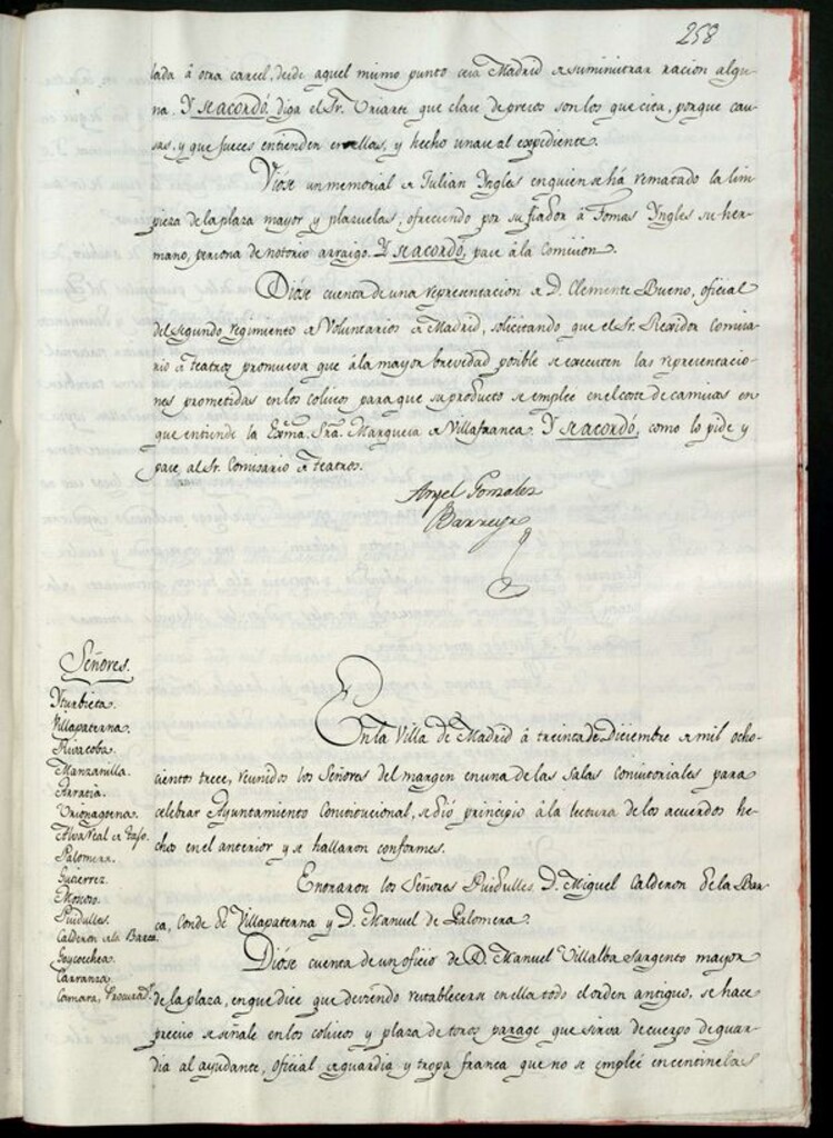 Miniatura de Libro de Acuerdos del Ayuntamiento de Madrid del 30 de diciembre de 1813