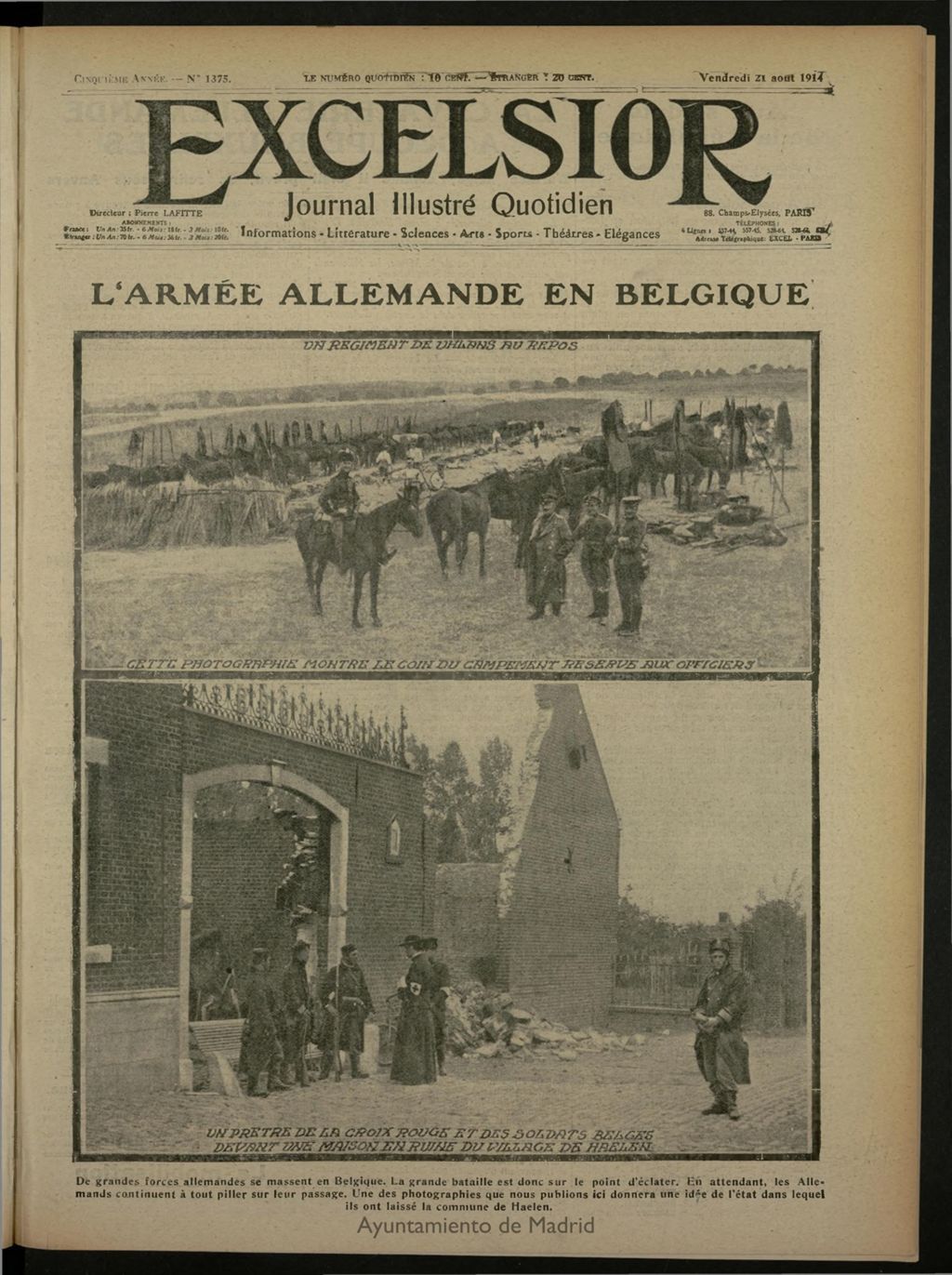 Miniatura de Excelsior: journal illustré quotidien de 21 de agosto de 1914, nº 1375