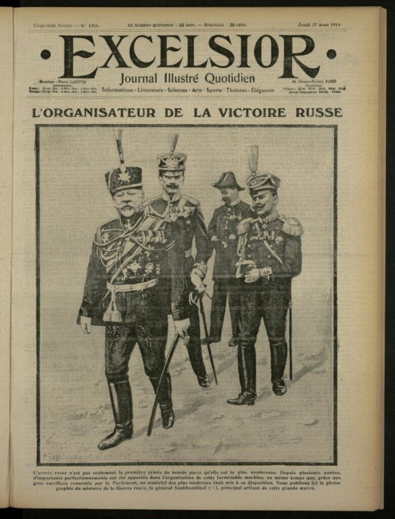 Miniatura de Excelsior: journal illustré quotidien de 27 de agosto de 1914, nº 1381