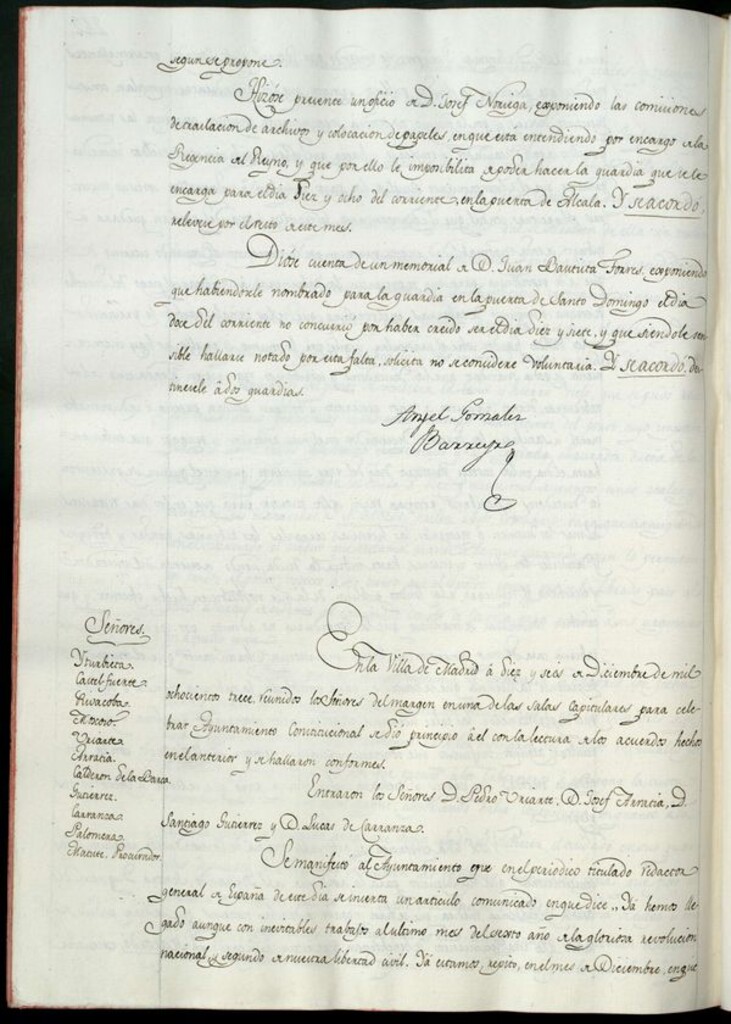 Miniatura de Libro de Acuerdos del Ayuntamiento de Madrid del 16 de diciembre de 1813