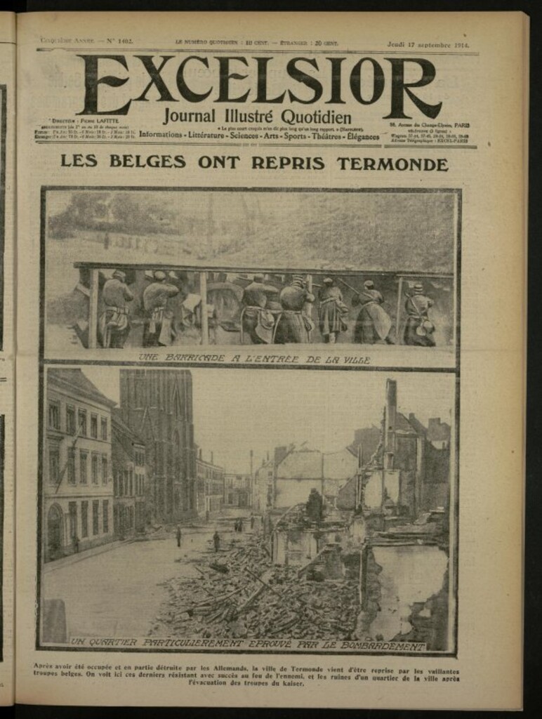 Miniatura de Excelsior: journal illustré quotidien de 17 de septiembre de 1914, nº 1402